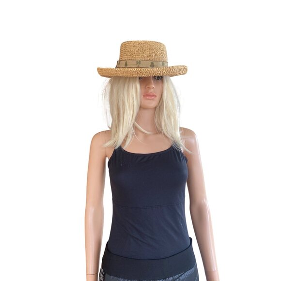 SCALA Wide Brim Straw Raffia Safari Hat S/M Unisex Palm Trees Pineapple Hat - Picture 11 of 15